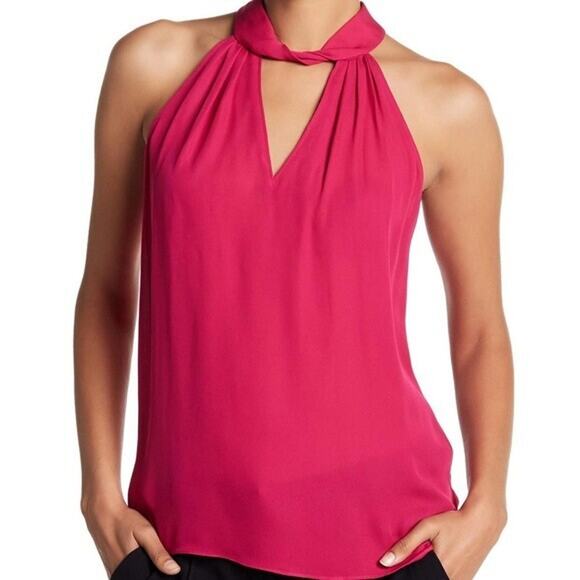 RAMY BROOK Trinity Choker Top Ivory Silk Sleeveless Halter Minimalist - Picture 3 of 13